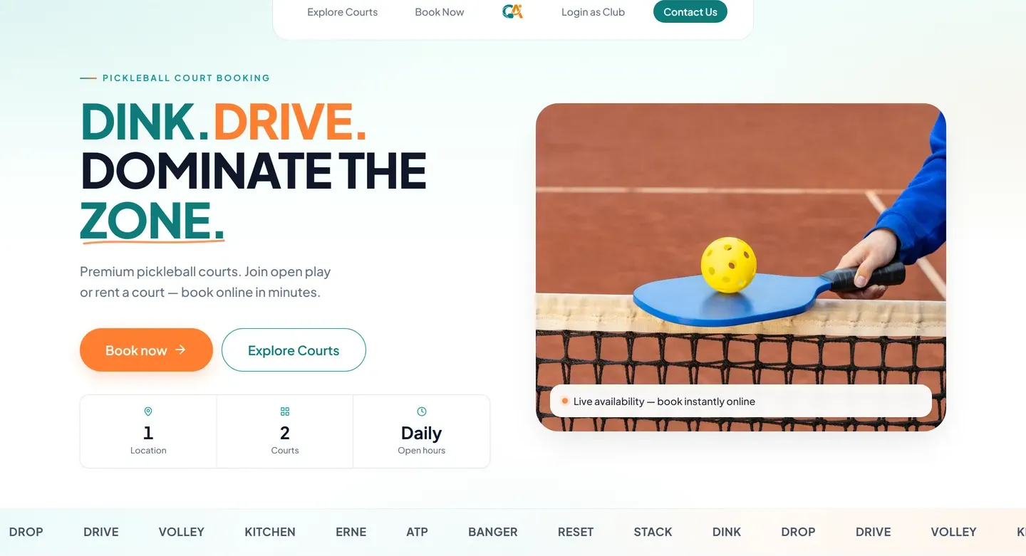 Courtside Alley — pickleball court booking platform