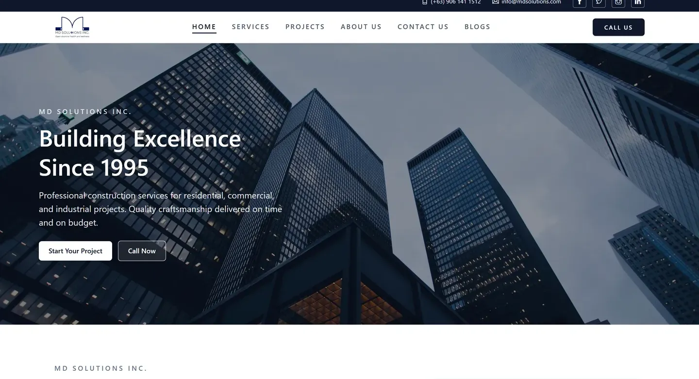 MD Solutions — construction and contracting website