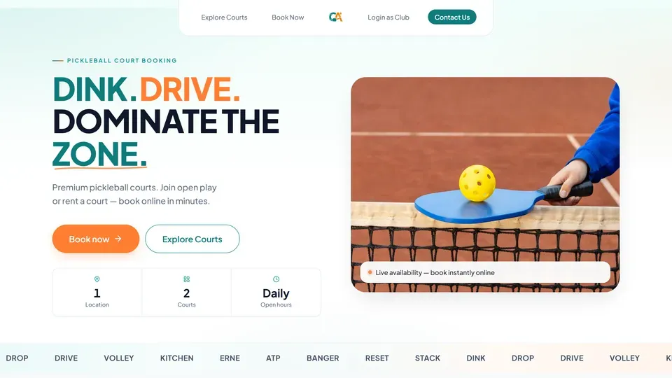 Courtside Alley — pickleball court booking platform