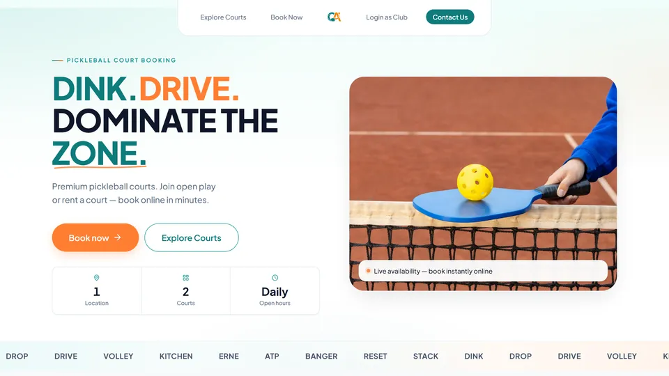 Courtside Alley — pickleball court booking platform