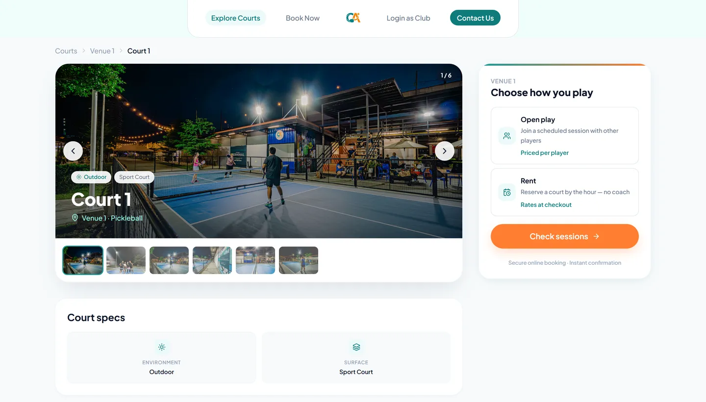 Courtside Alley — court detail and availability