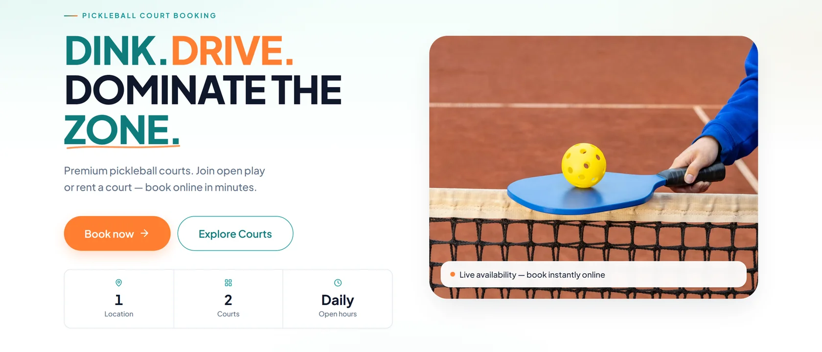 Courtside Alley pickleball court booking platform on mobile