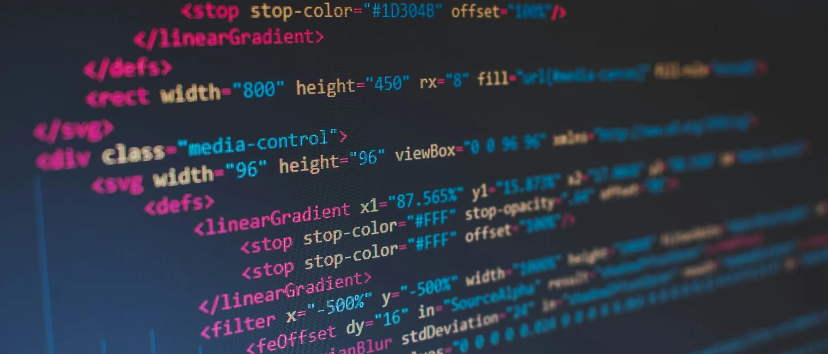 HTML and SVG markup on a screen